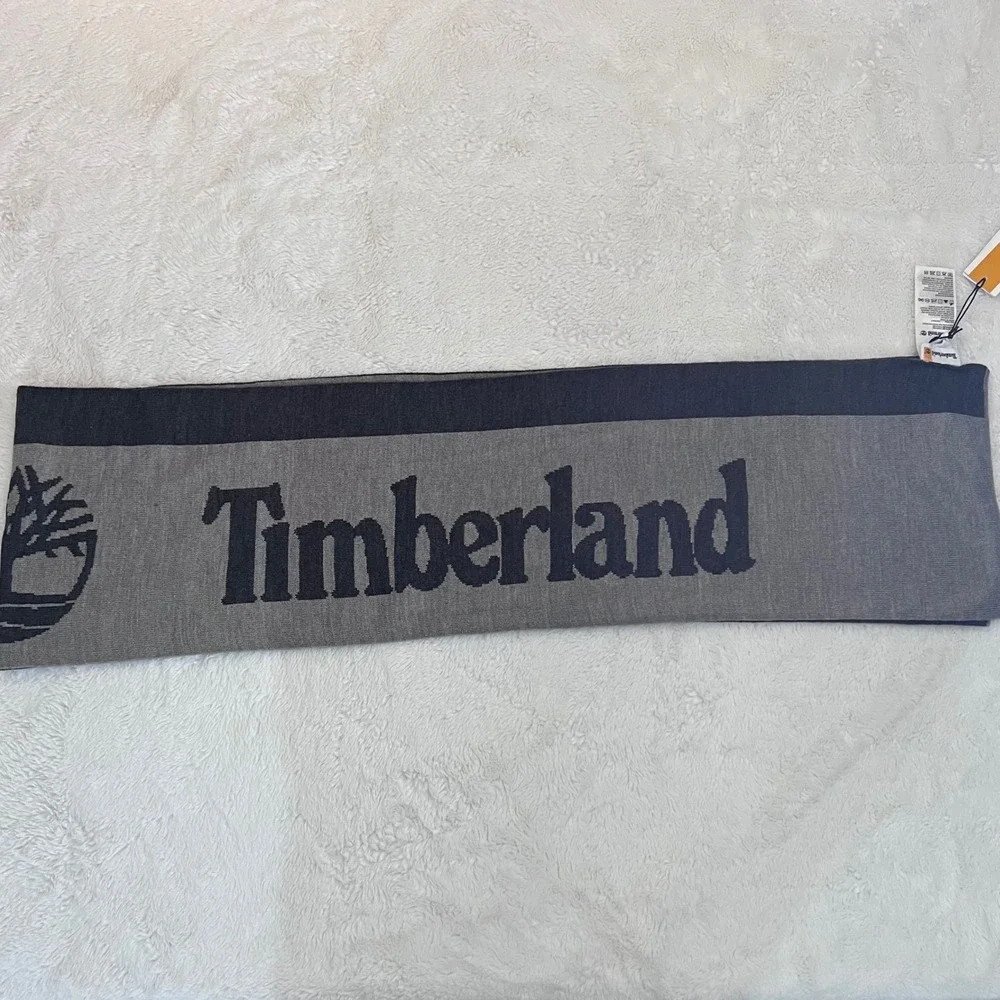Timberland Grey‎ Charcoal Logo Knit Scarf T101114C Long Scarf New With Tags